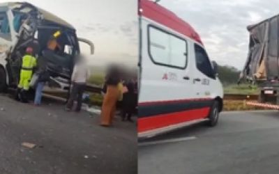 Ônibus que saiu de Montes Claros com 45 passageiros bateu na traseira de uma carreta na Rodovia Fernão Dias